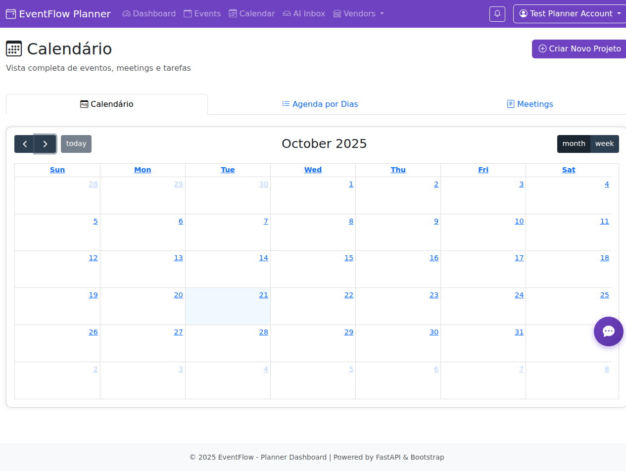EventFlow Calendar Interface